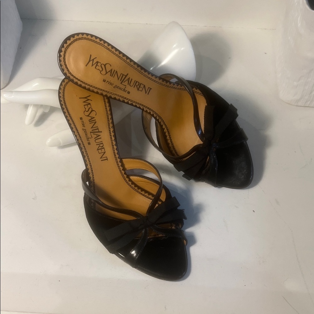 Yves Saint Laurent Black Strappy Heels